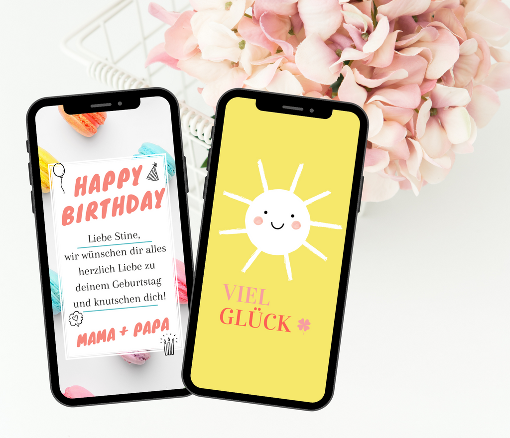 Du kannst mit deinem Smartphone ganz einfach eine digitale Geburtstagseinladung versenden. Garantiert an deine Wünsche angepasst!
